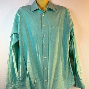 Pronto Uomo Men's Green Houndstooth Dress Shirt - Size 16.5 36-37 Tall